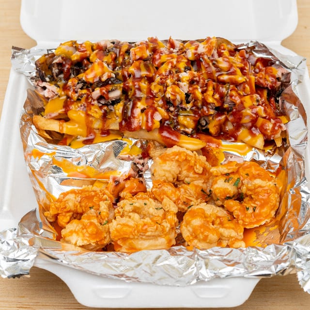 5Pc Shrimp and Jerk Fries combo.
