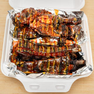 Ribs/Jerk Chicken N Mac ' Cheese N /Beans
